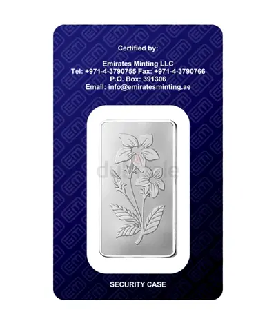 Emirates Minting Silver Bar 1 oz - Floral Design in Security Card