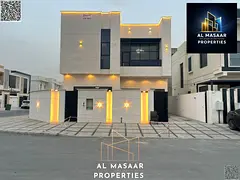 Own your luxury villa in Ajman, two floors and a roof, including electricity, water and air conditio