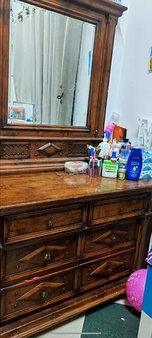 Solid wood dresser with attached mirror - vintage style