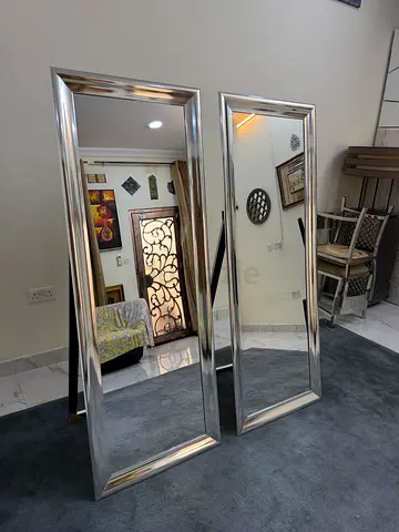 Pair of Full-Length Silver Framed Standing Mirrors - Excellent Condition