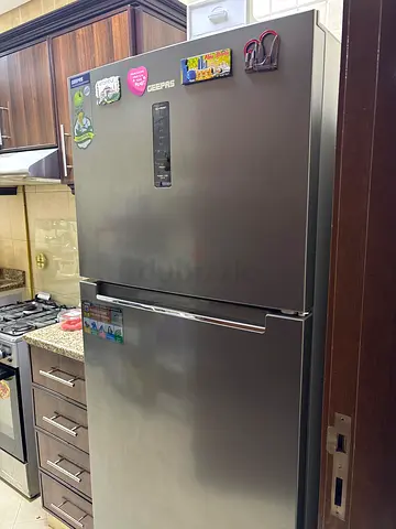 Stainless steel double-door refrigerator - good condition