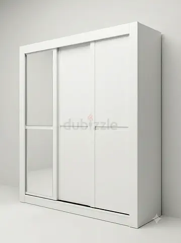 White Sliding Door Wardrobe with Mirror - Modern 3-Door Closet