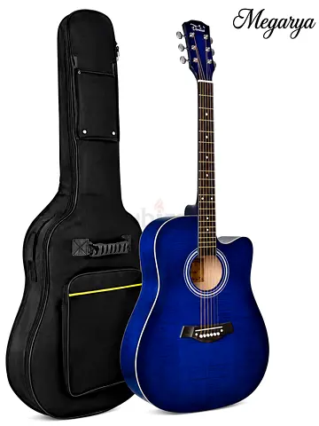 MegArya 38-Inch Blue Cutaway Acoustic Guitar with Carry Bag