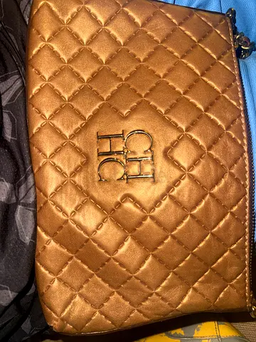 Carolina Herrera Quilted Bronze Crossbody Bag