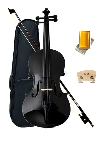 Handmade 4/4 Acoustic Violin Full Size | Indian Maple Wood | Glossy Black Finish | Beginner Violin