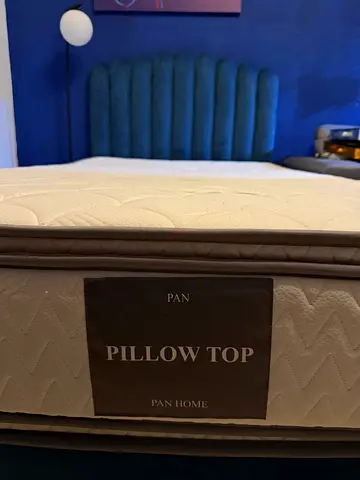 PAN Home Anna Velvet Blue Bed Frame + Turnable Pillow Top Mattress (120x200cm)