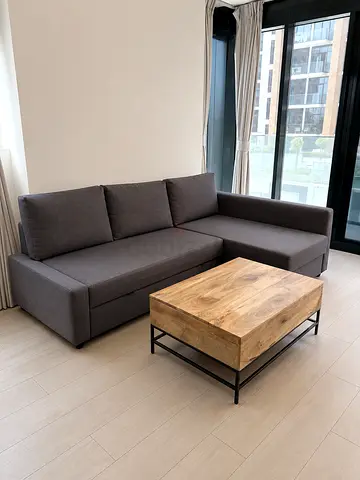 L-shaped grey fabric ikea sofa - good condition