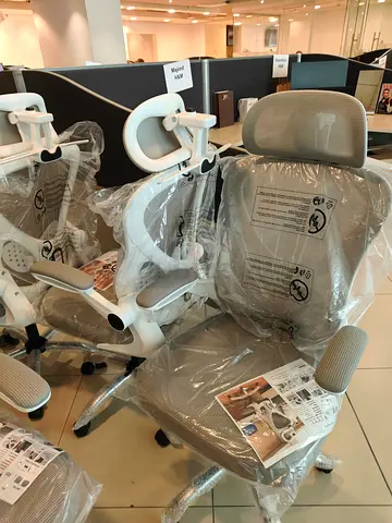Ergonomic Office Chair with Headrest - Light Grey, Like New