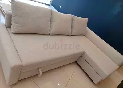 Modern Beige L-Shaped Sofa Bed