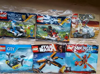 Lot of 7 Sealed LEGO Polybag Sets (City, Star Wars, Nexo Knights, Ninjago)