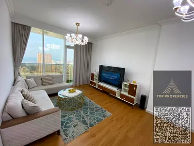 Two bedrooms and a living room, both bedrooms are master suites, with three bathrooms and three bal