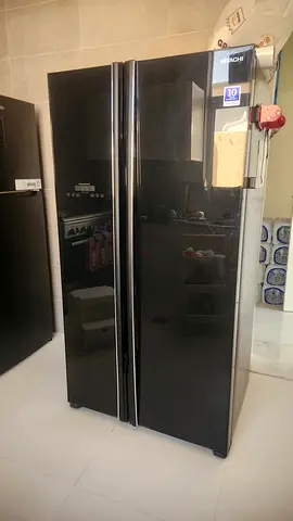 Black Double Door Refrigerator - Good Condition