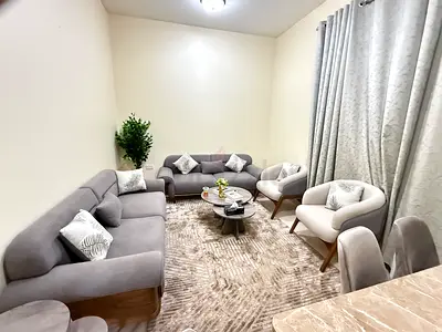 Modern Light Grey 6-Seater Living Room Sofa Set with Accent Chairs
