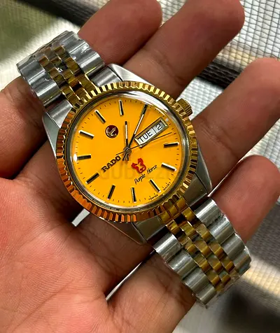 Rado Purple Horse mens watch - two-tone stainless steel, yellow dial
