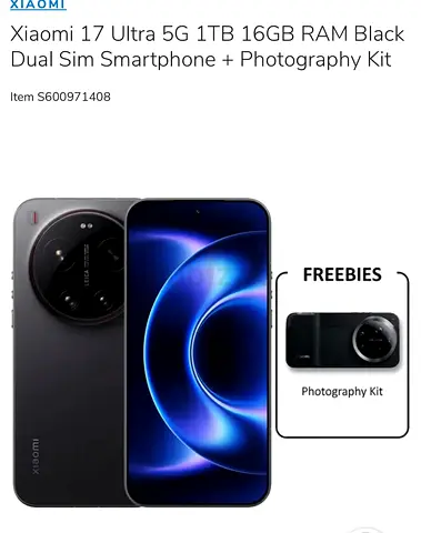 Xiaomi 17 Ultra 5G 1TB, 16GB RAM — Black, Dual SIM, Photography Kit Included