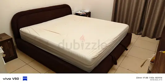 Brown upholstered double bed frame  good condition