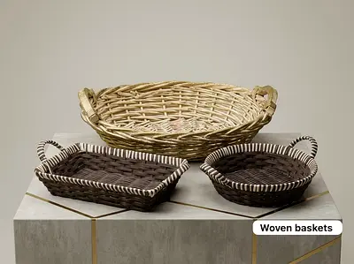 Set of 3 woven storage baskets - various sizes