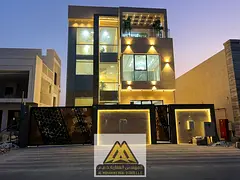 Annual rent: Brand new villa in Al Helio, Ajman. Ground, first floor and roof, 6 bedrooms, excellent