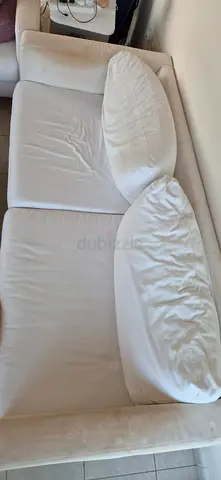 3-seater beige fabric sofa - good condition