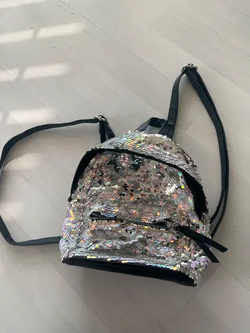 Small sequin backpack with black straps — like new