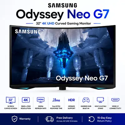 Samsung Odyssey Neo G7 32 4K Curved Gaming Monitor - 240Hz