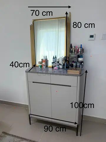 Modern Turkish Vanity Console with Mirror - 90x40x100cm (Mirror 70x80cm)