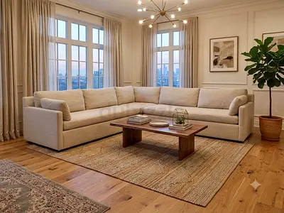 West elm beige color corner sofa for sale