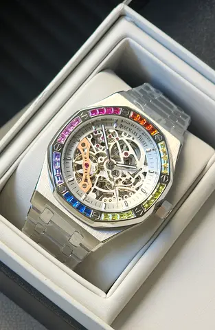 AP automatic skeleton with stone bezel