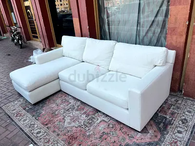 CrateBarrel axis feather filled L Shape Sofa Beige