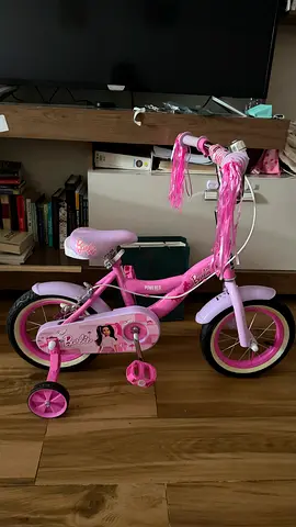 Pink Barbie 12-inch Kids Bicycle with Training Wheels