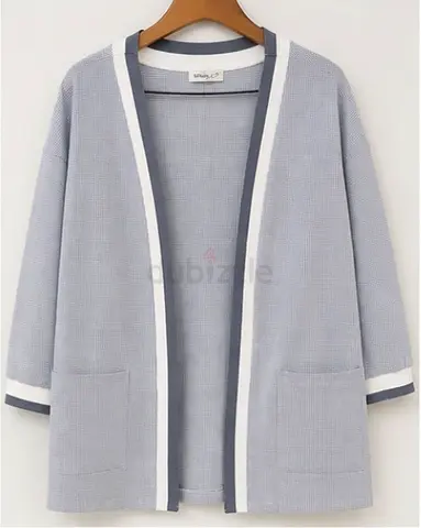 Light blue open-front casual womens cardigan, size approx S