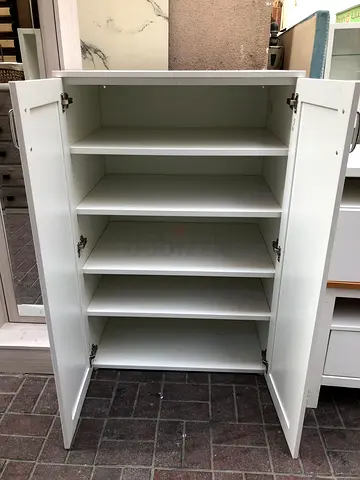 White multi-compartment shoe cabinet / storage cupboard
