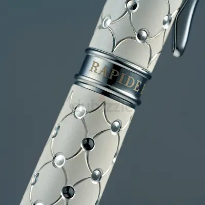 Rapide Faber White Rollerball Pen Chrome Trim Handmade Italian Luxury Gift