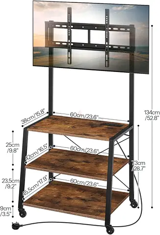 Mobile TV Stand with Shelves