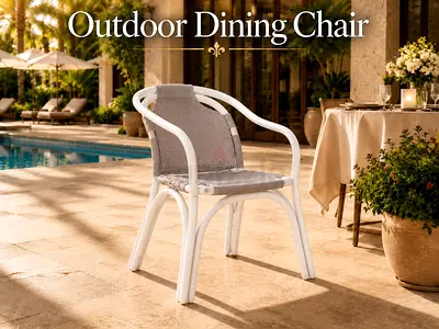White Grey Outdoor Dining Chair – Modern Patio Chair for Hotels Gardens