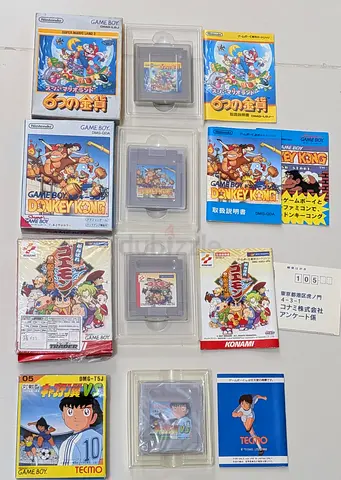 Lot of Japanese Game Boy cartridges and boxed titles (Donkey Kong, Konami, classic)