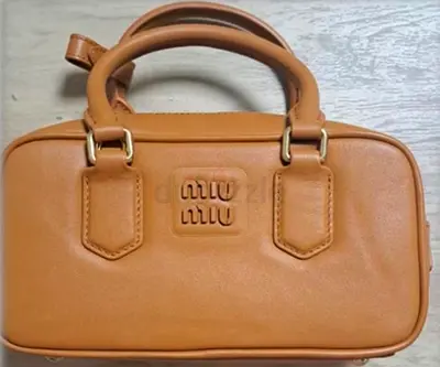 Miu Miu Arcadie Leather Top Handle Bag Brown Medium
