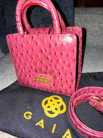 Gaia Pink Ostrich Mini bag with Strap