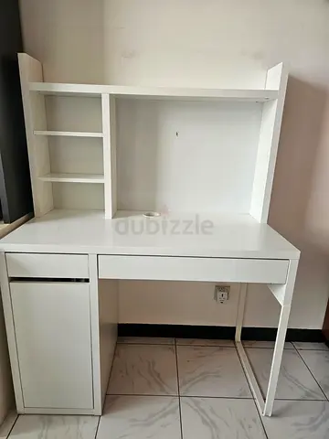 IKEA White study desk with shelves and storage cabinet - mint condition Original price 495 AED