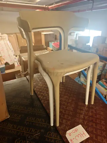 Set Stackable Plastic Chairs - /Beige white green orange