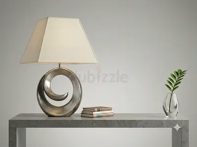 Modern Spiral Table Lamp with Beige Shade