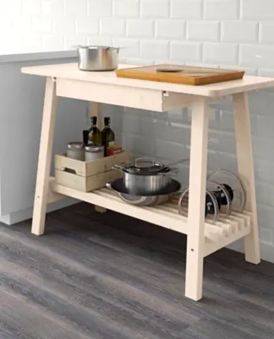 Wooden Kitchen Island Cart with Shelf and Plate Rack - White