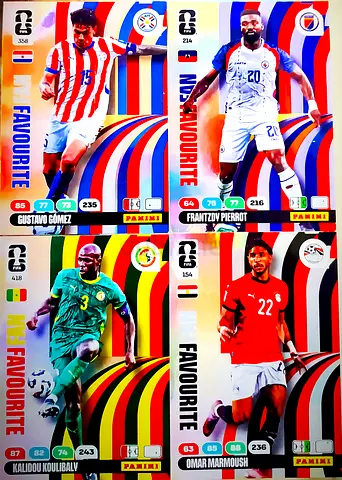 Set of 4 Panini Adrenalyn XL FIFA World Cup 2026 Fan favorite cards