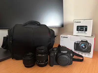 Canon EOS DSLR 2000D kit with 18-55mm and 50mm lenses, Camera Bag - Barely Used