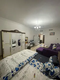 Furnished studio apartment for monthly rent in Al Jurf, Al Yasmin Towers, including all bills, inter