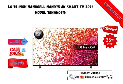 LG 75 Inch NanoCell NANO75 4K Smart TV 2021 Model 75NANO916-Free delivery-warranty