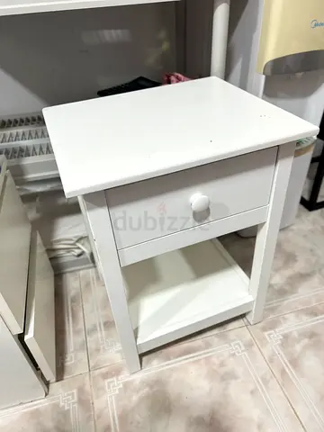 Pottery barn White Wooden Nightstand with Drawer and Shelf - Good Condition