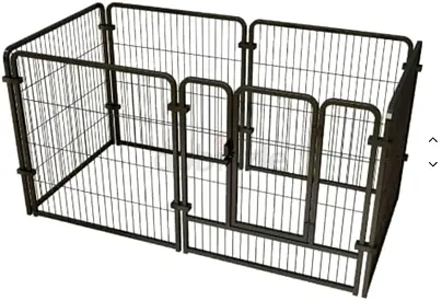 Indoor Outdoor Pet Playpen, DIY Square Tube Metal Fence, Anti-Escape Buckle Connected Enclosure