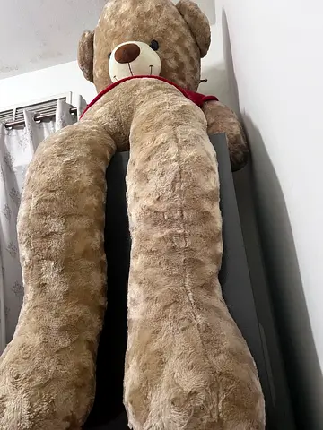 Large brown teddy bear plush toy with red sweater - good condition