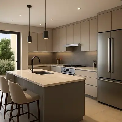 Modern Grey Kitchen Island